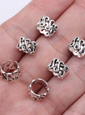 40个/包 10x10x7mm 古银色锌合金 S形设计感大孔珠 ABD-C16554