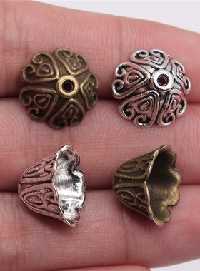 10个/包 14x14x10mm 多色DIY饰品配件 雕花流苏帽其他 ABD-C11120