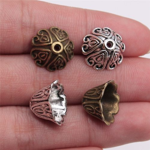 10个/包 14x14x10mm 多色DIY饰品配件 雕花流苏帽其他 ABD-C11120