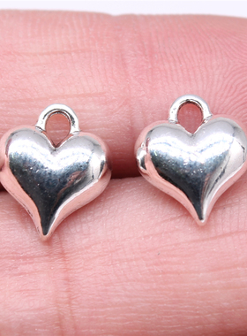 10个/包 13x11mm 古银色锌合金 3D立体爱心吊坠 ABD-C14751
