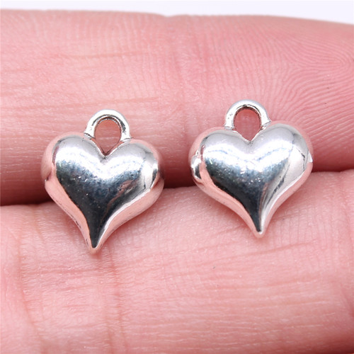 10个/包 13x11mm 古银色锌合金 3D立体爱心吊坠 ABD-C14751