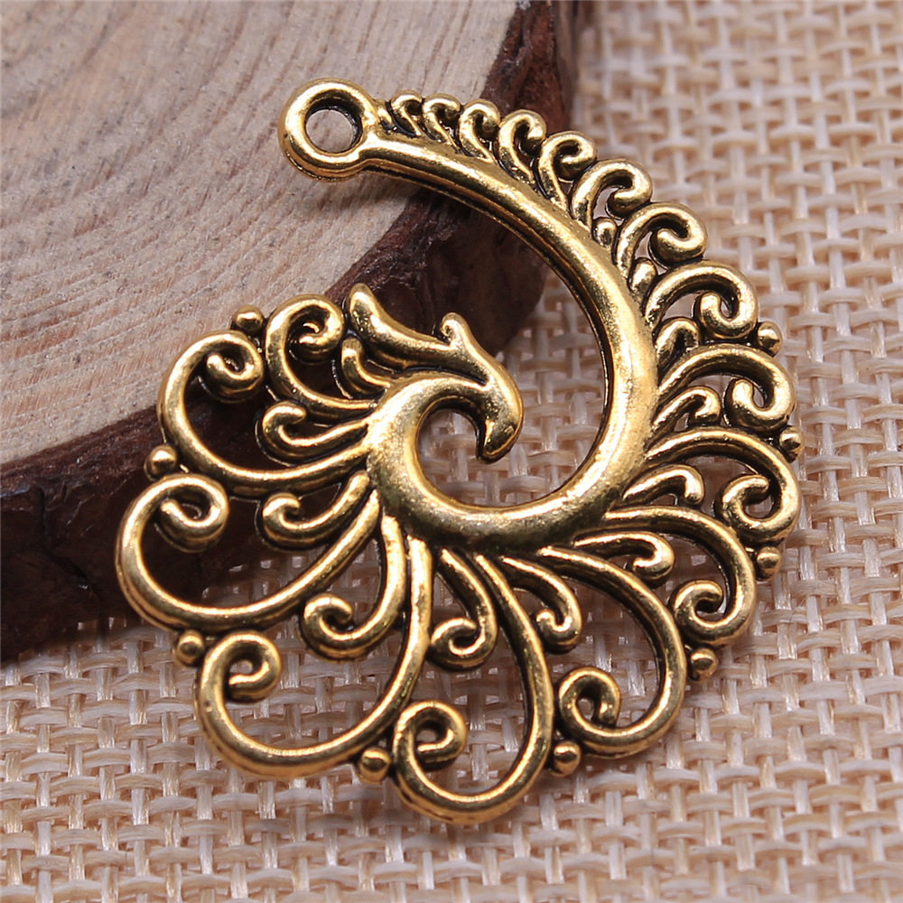 5个/包 31x32mm 多色锌合金材质diy饰品配件凤凰耳环挂坠