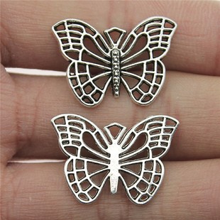 古银色锌合金 18x25mm DIY饰品配件 蝴蝶吊坠 C13181 10个 ABD 包