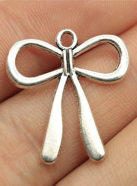 10个/包 24x22mm 古银色锌合金 DIY配件 蝴蝶结吊坠 ABD-C12508