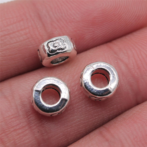 10个/包 8x8x4mm 古银色 DIY饰品配件 雕花隔位珠珠子 ABD-C13830