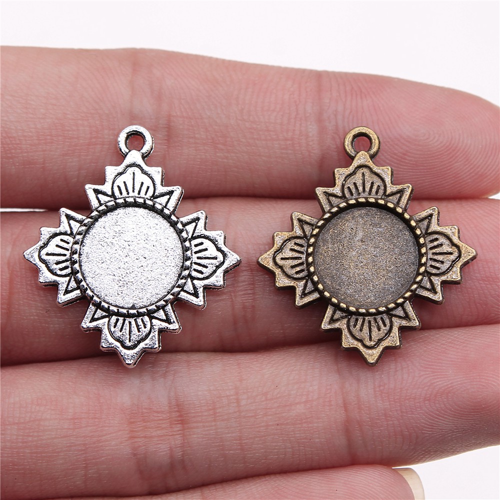 10个/包 内入12mm 多色圆形时光宝石 底座底托配件F-C10018