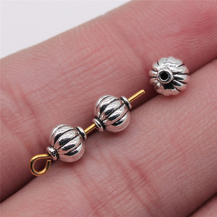 多色 6x6x6mm 饰品配件 南瓜珠 小孔珠子 20个 隔位珠 包