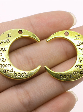 10个/包 27x30mm  i love you the moon and back吊坠配件 D4257
