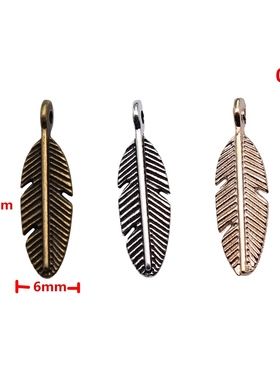 20个/包 20x6mm 多色锌合金材质 DIY饰品配件羽毛吊坠 ABD-C14084