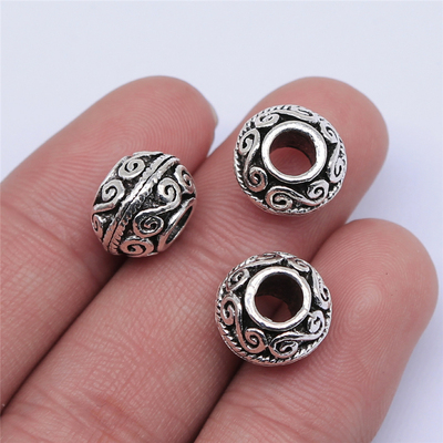 10个/包 12x9mm 古银色锌合金材质 大孔珠 ABD-C14572