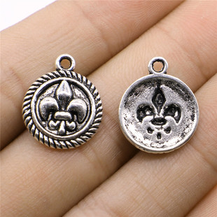 50个/包 15x19mm 古银色 Fleur de lis吊坠配件 D3049