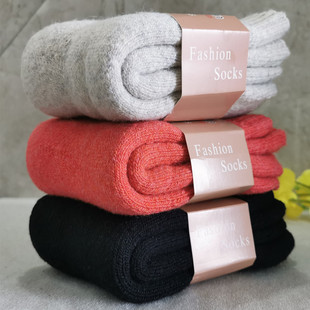 巨厚冬季 女士加厚羊毛袜短袜超厚毛圈羊绒袜子纯色毛巾袜保暖棉袜