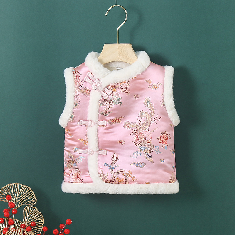 女宝宝粉色马甲男女童汉服马褂