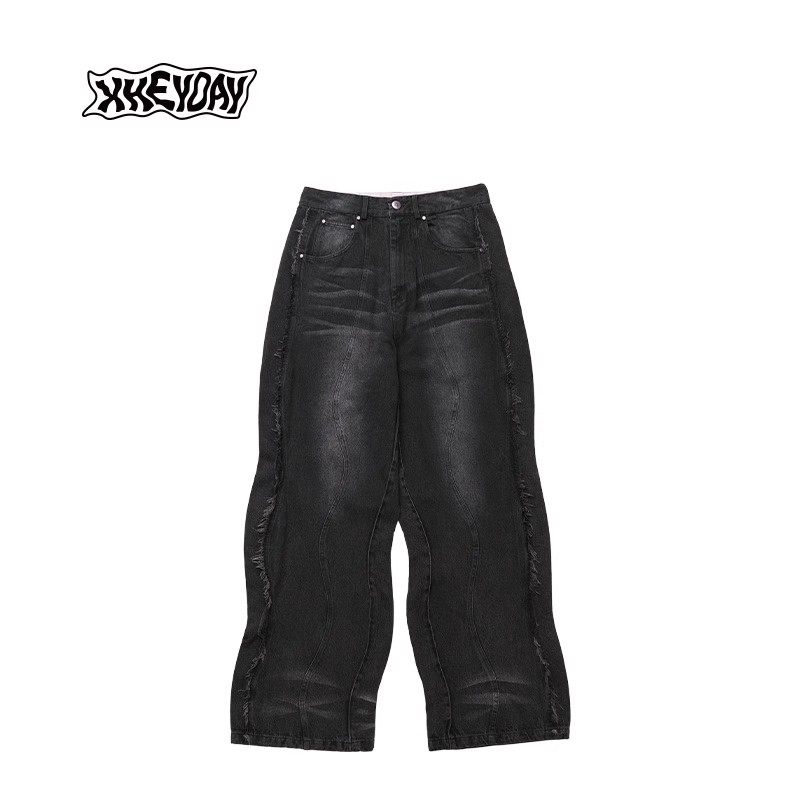 heyday阔腿裤毛边男女同款