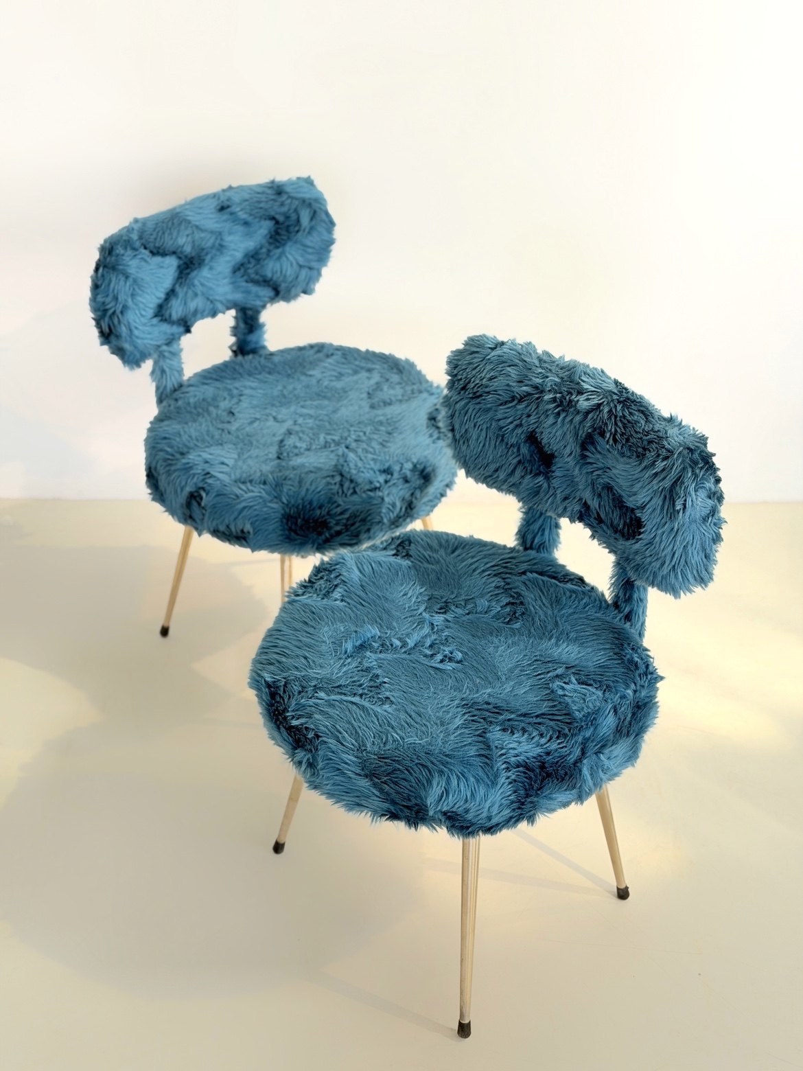 法国中古Mid-Century Modern风格绒毛座椅，北京现货一对,住宅家具,餐椅,淘宝优惠券,粉丝福利购,淘宝优惠卷