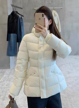 EASE 韩系小个子极简连帽收腰显瘦连帽短款排骨lulu感羽绒服