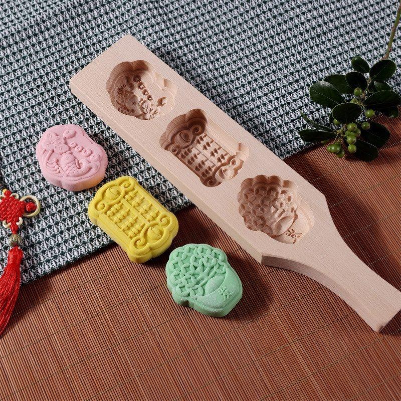 麒盛新款月饼木质模具绿豆糕 糕点模具 烘焙模具木制面食卡子