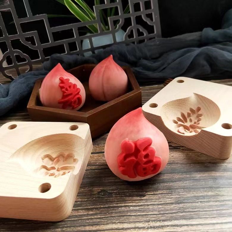 3D立体桃子模具蟠桃模具木质仙桃模具寿桃模网红寿桃模具糕点心模