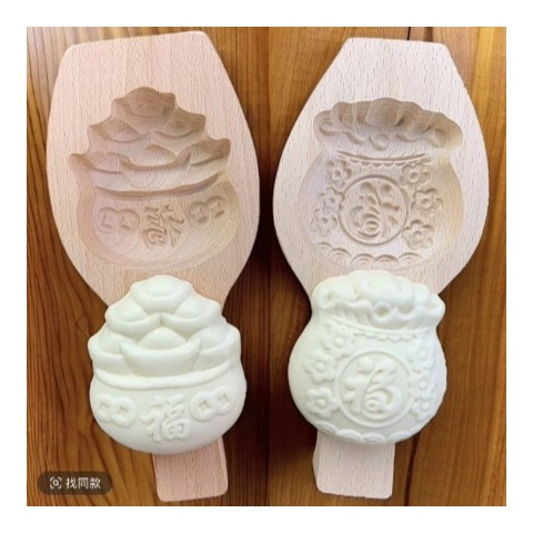 新款木质烘焙模具 过年蒸花样馒头面鱼磕子面卡子鱼印馒头木制模