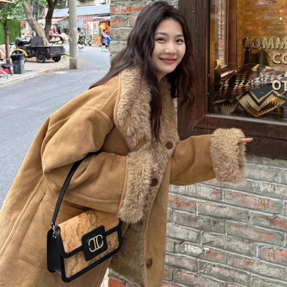 YC韩系两面穿中长款毛呢外套