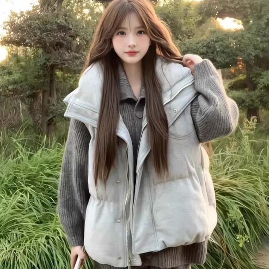 YC灰色立领秋冬季加厚保暖马甲