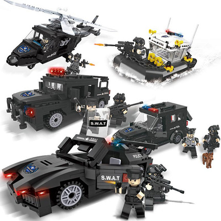 军事警察警局系列城市基地特警装甲车特种兵人仔拼装积木男孩玩具