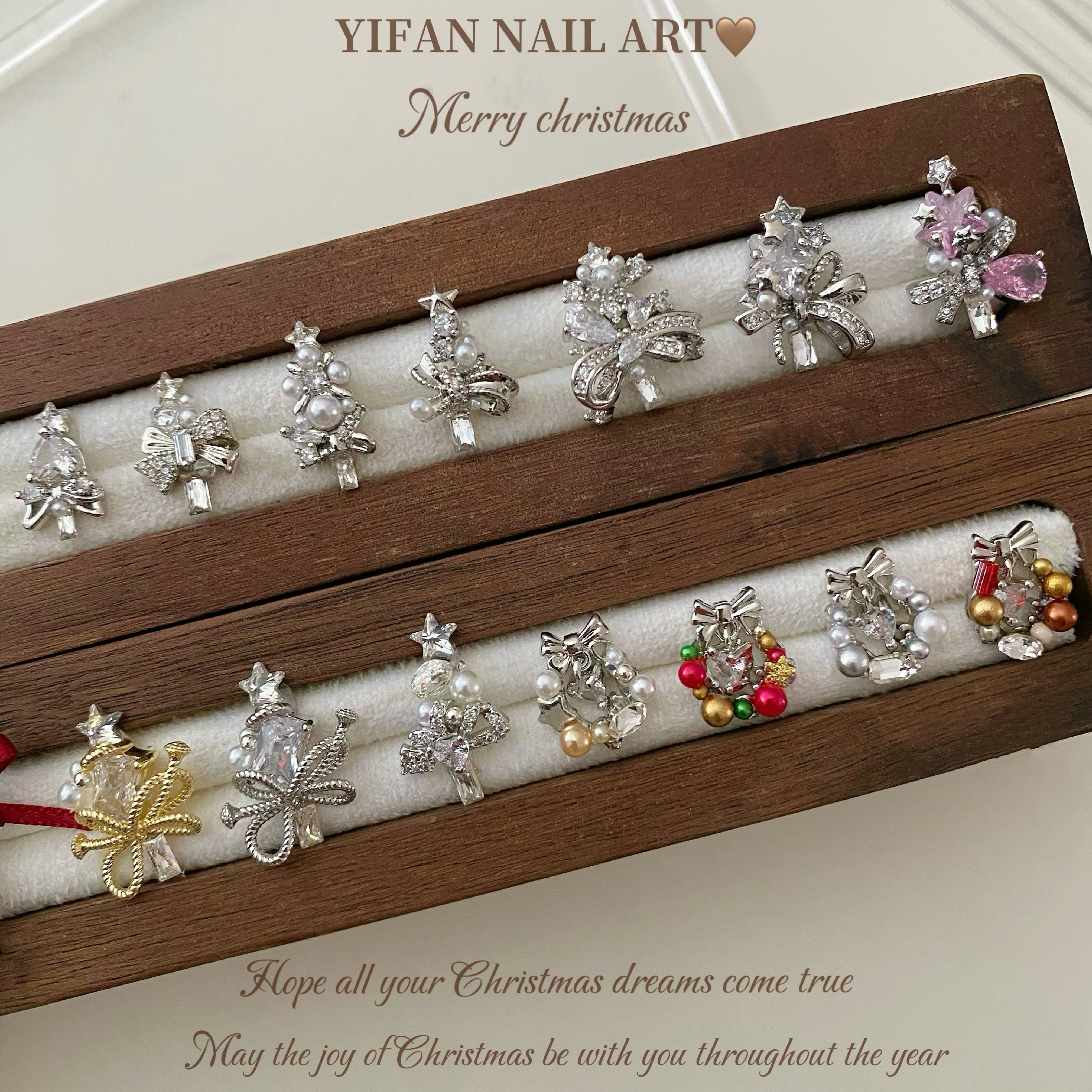 YIFANNAIL【手工成品】高品锆石 圣诞树拼钻 圣诞花环美甲饰品T4