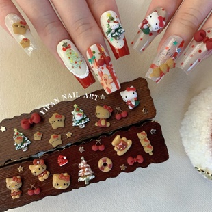 迷你kitty圣诞树星星美甲饰品R24 安可拉红 YIFANNAIL 黑皮圣诞