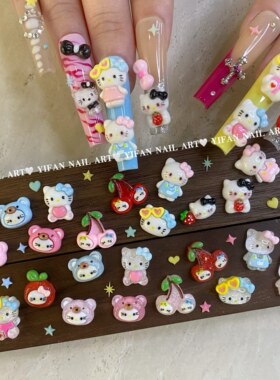 夏威夷风爱心墨镜Kitty美甲饰品