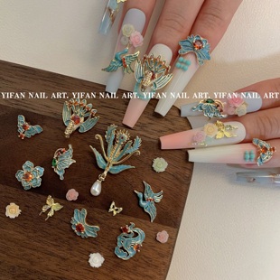 国风秀禾婚甲高定锆石凤凰美甲饰品R20 中式 YIFANNAIL 凤冠霞帔