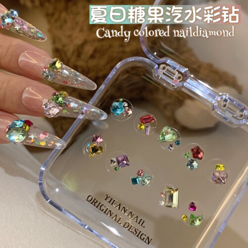 夏日糖果汽水美甲钻材料包尖底钻