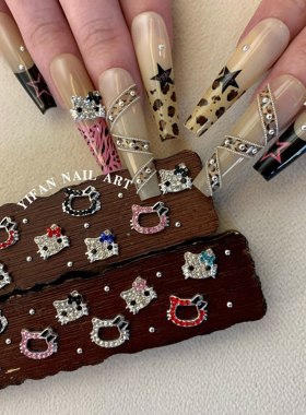 YIFANNAIL【满钻kitty】公主风~可爱脑袋爆闪KT猫美甲饰品R27