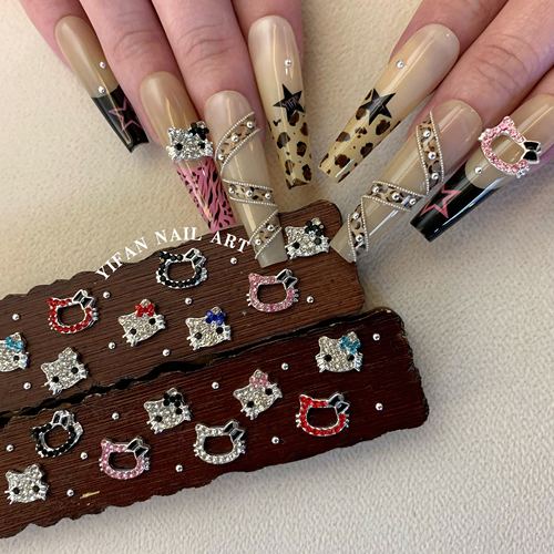 可爱脑袋爆闪KT猫美甲饰品