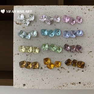 高品 8mm正方尖底仿锆石切美甲钻S18 几何正方 YIFANNAIL