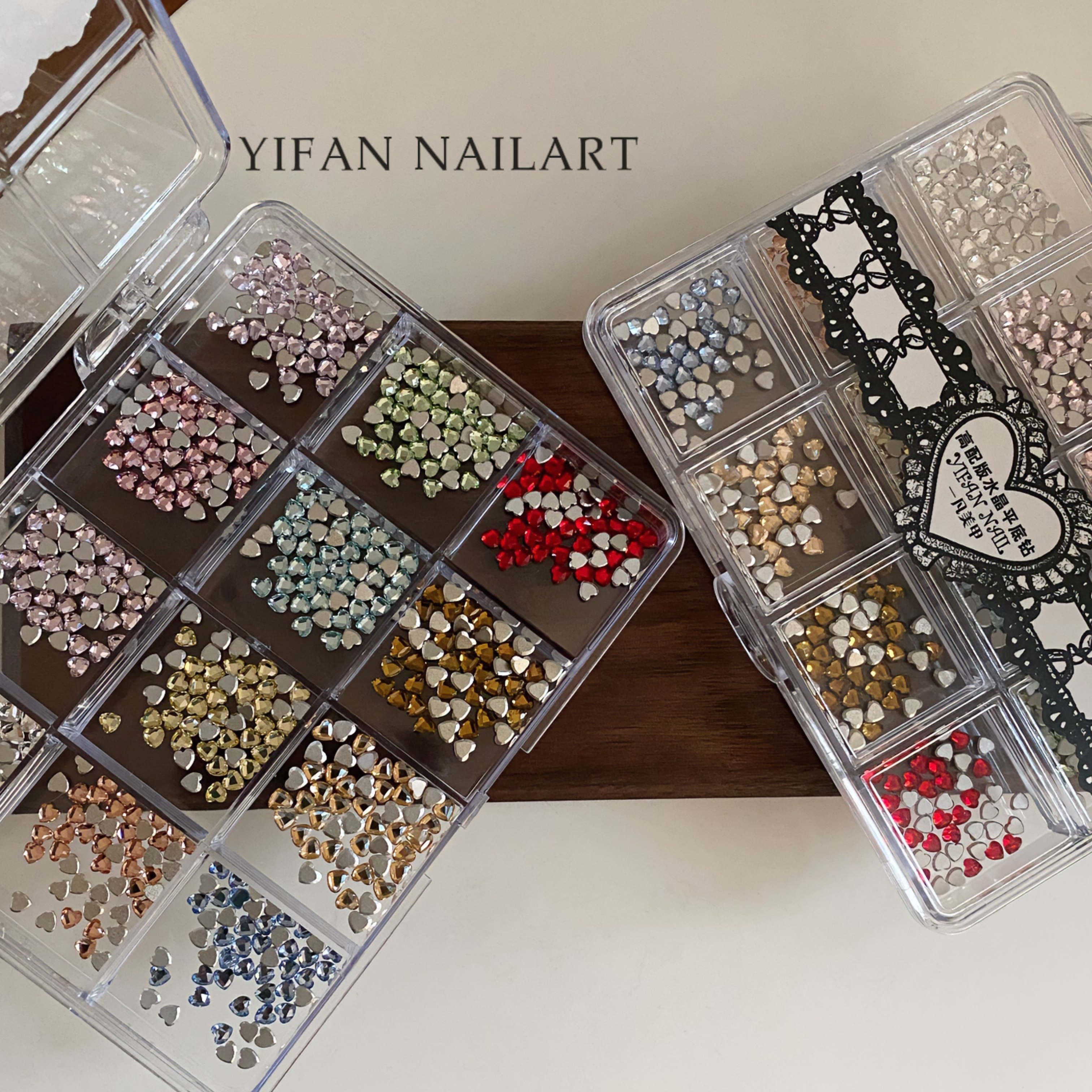 YIFANNAIL 高品 仿华小爱心彩色平底倒边美甲钻 混彩小桃心钻T12,彩妆/香水/美妆工具,指甲装饰,淘宝优惠券,粉丝福利购,淘宝优惠卷