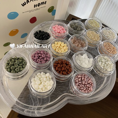 ins玻璃珠雾面立体圆圈美甲饰品