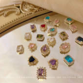 YIFANNAIL欧阳娜娜美甲饰品 E98 复古宝石钻真金保色镶边水晶锆石