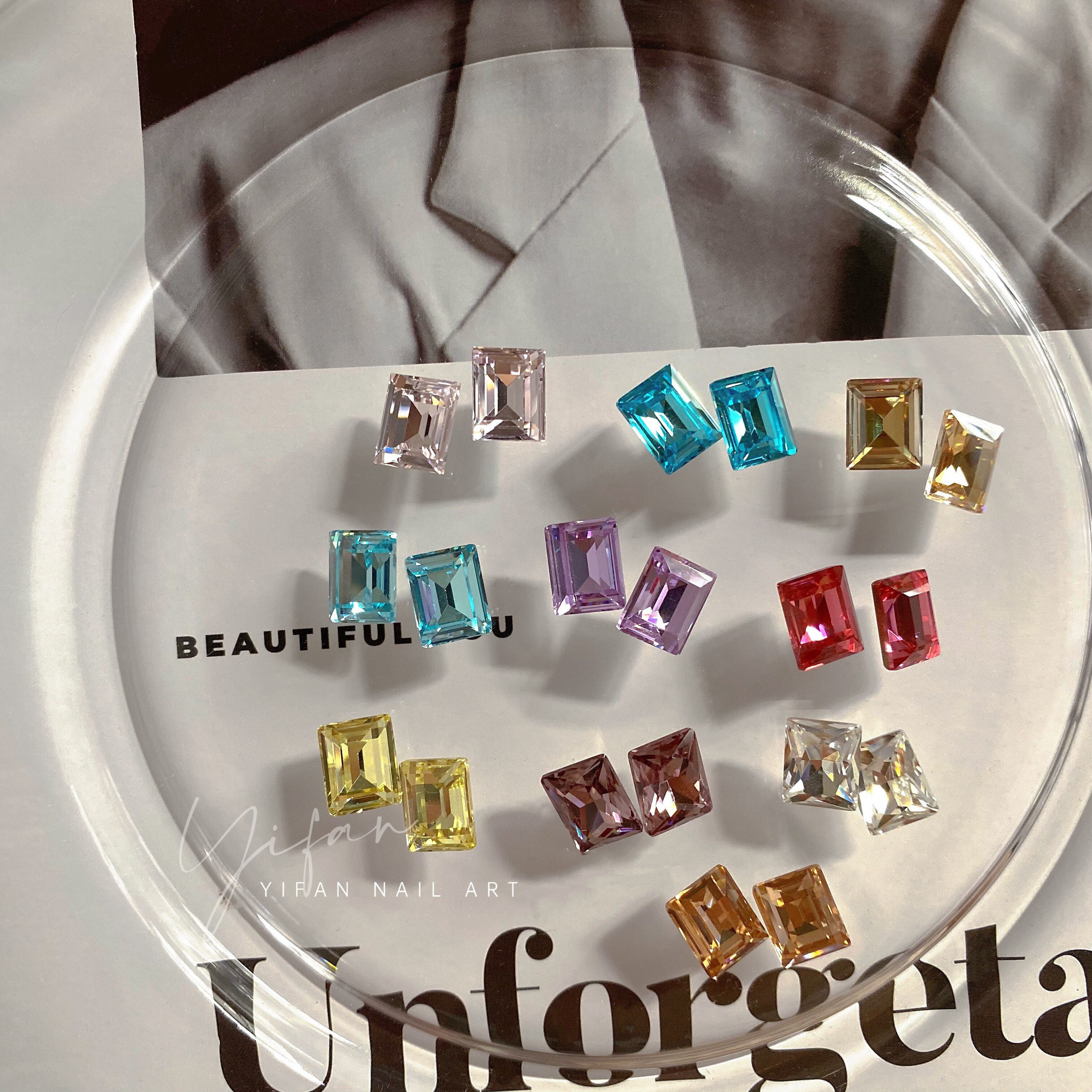 大冰糖美甲钻稀有色长方直角