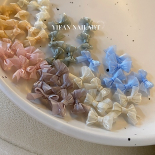 浪漫蝴蝶结N78 韩国欧根纱蝴蝶结美甲饰品 YIFANNAIL 薄纱仙女
