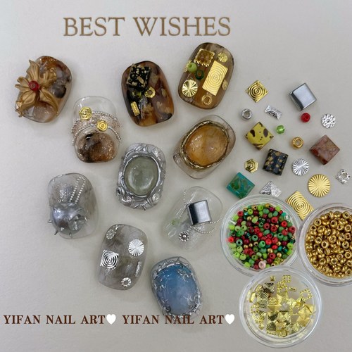 复古短甲金属配饰中古风美甲饰品