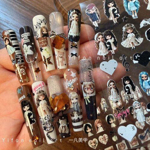 YIFANNAIL【美拉德风】金秋古早小布美甲转绘贴～y2k千禧贴纸J31