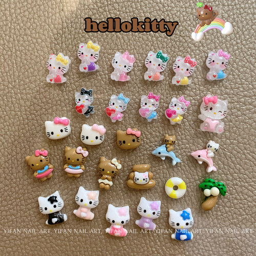 YIFANNAIL K门永存~夏威夷黑皮kitty猫咪美甲饰品P62