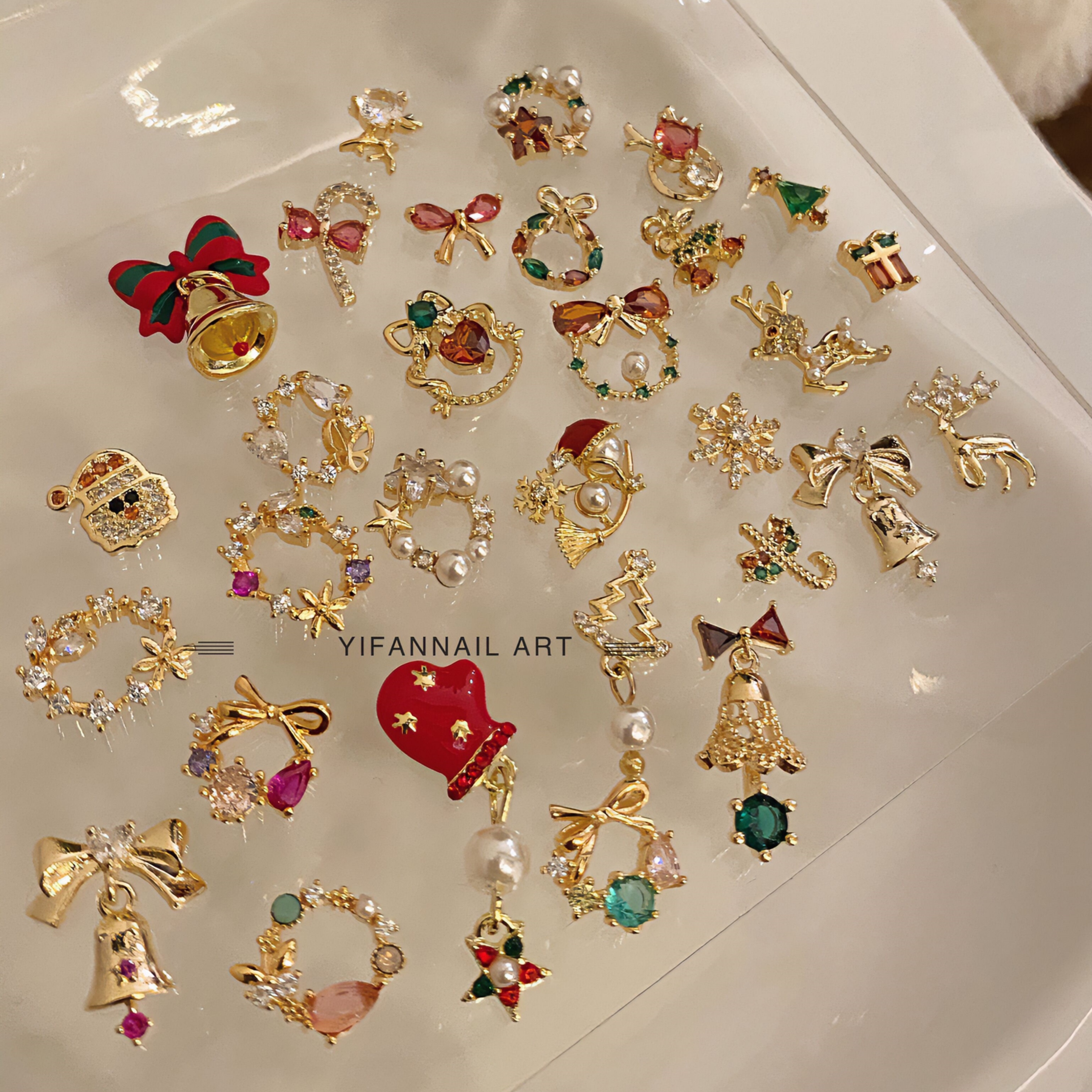 雪花精致麋鹿圣诞老人美甲饰品