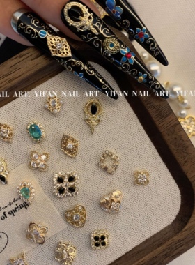 YIFANNAIL【黑化熹妃】暗黑宫廷护甲 复古美甲锆石饰品 J179N75