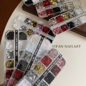 新年 超迷你1mm五角星 1mm爱心 YIFANNAIL 混合装 美甲亮片T14