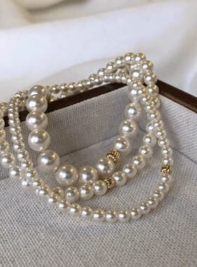 施家珍珠精致百搭韩版小众设计小金珠珍珠正圆小红书手链批发