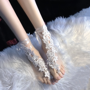 性感镂空黑色蕾丝短袜女百搭系带沙滩拍照高级感脚脖装饰绑带丝袜