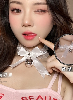 蕾丝蝴蝶结铃铛项链女choker脖子项圈配饰颈带挂脖个性颈链软妹潮