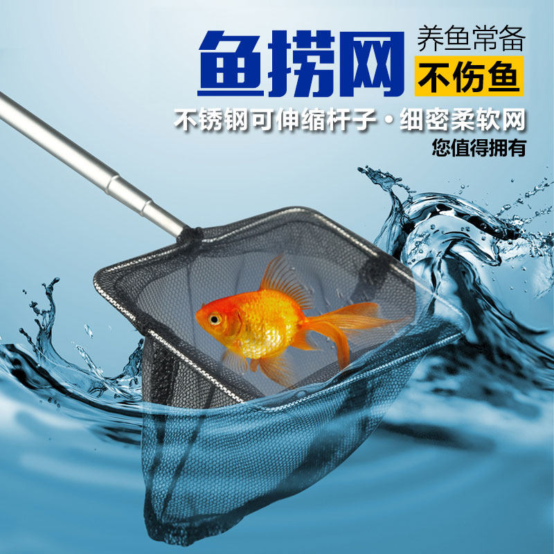 鱼缸鱼捞捞鱼网兜圆方形鱼捞手抄鱼网金鱼观赏鱼渔捞水族箱抄网