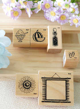 包邮新品现货木头印章KODOMO 手账需要印台I LOVE STAMP